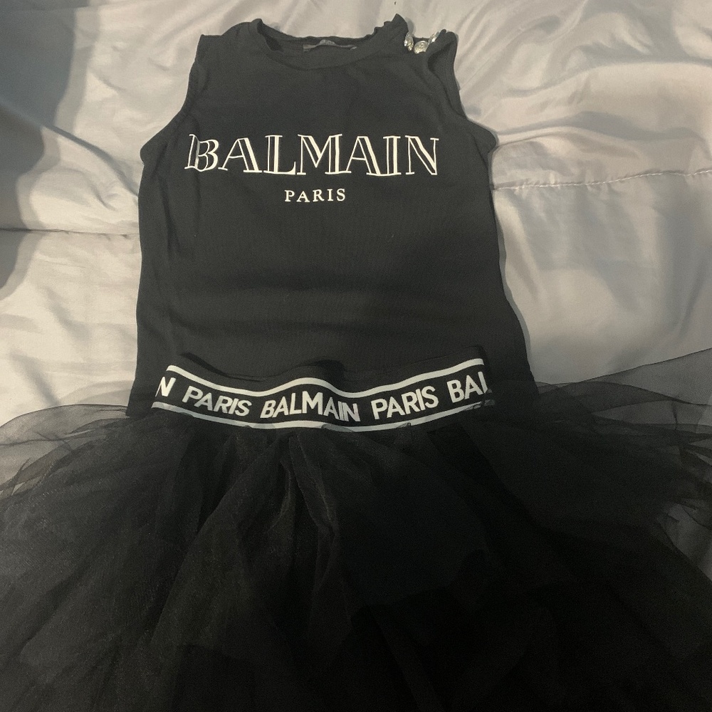 Girls Balmain Paris Tutu & Tank Top